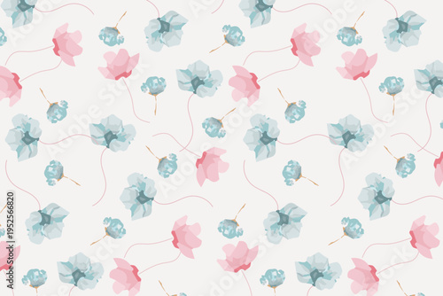 Watercolor style Floral Fabric Print Spring Evergreen Seamless Pattern Romantic cottage c floral seamless patterns with dense detailing, perfect for fabric, wallpaper, gift wrap, and vintage branding.