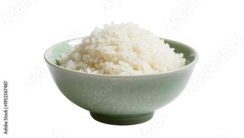 Photos Isolated bowl of delicious fluffy white cooked rice, healthy staple food for Asi