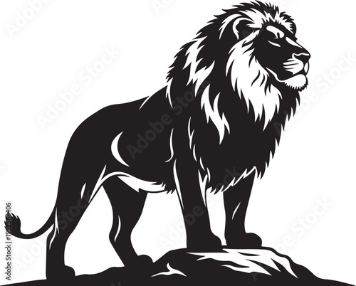 Black lion vector illustration isolated on Transparent Background