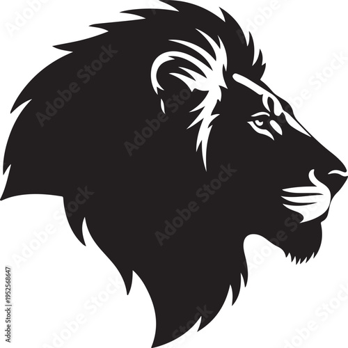 Black lion head vector isolated on Transparent Background