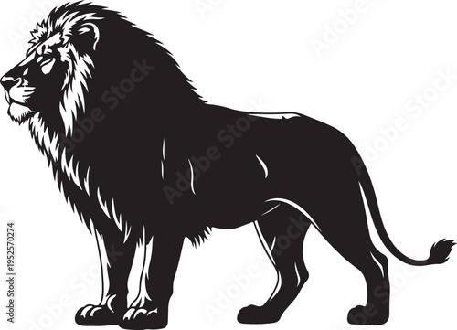 Black lion vector icon isolated on Transparent Background