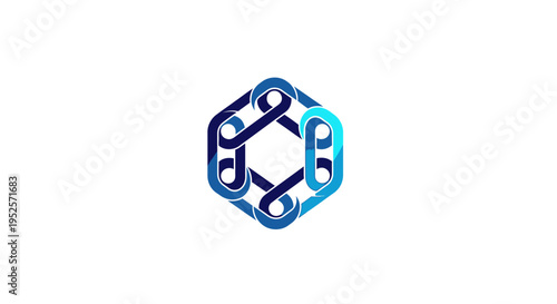 Abstract Geometric Network Connection Symbol with Hexagonal Frame