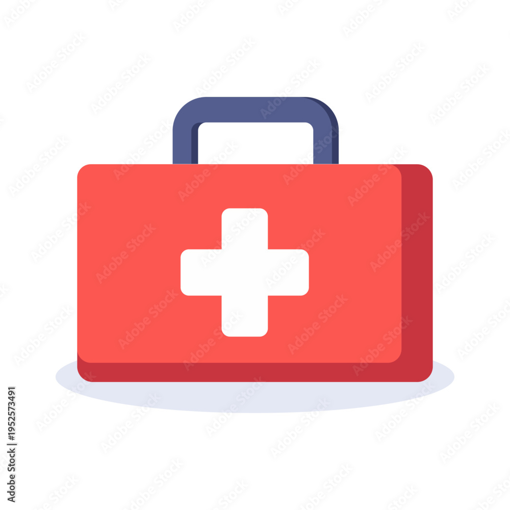 Obraz premium First Aid Kit Flat Icon – Emergency Medical Box Vector