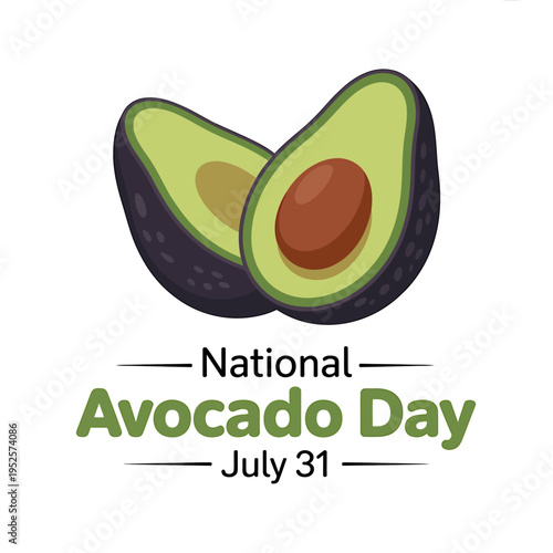 National Avocado Day celebration with cut avocado fruit on white background