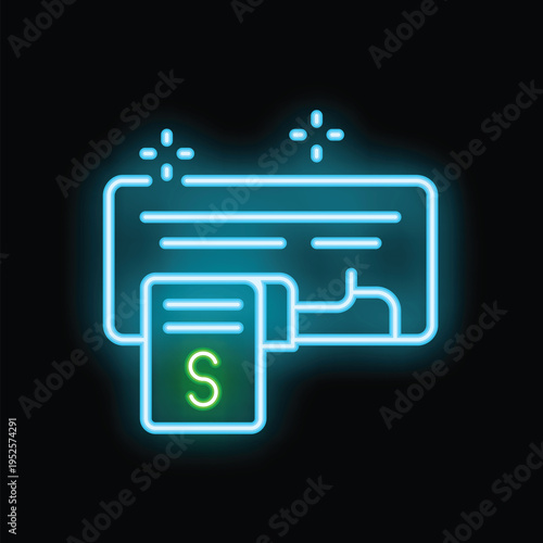 Neon sign representing using a credit card for an online purchase, illustrating e commerce and digital payment