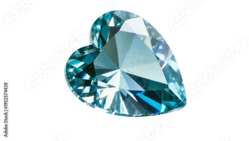 Tableau sur toile Isolated heart shaped blue aquamarine gemstone with brilliant facets and sparkle