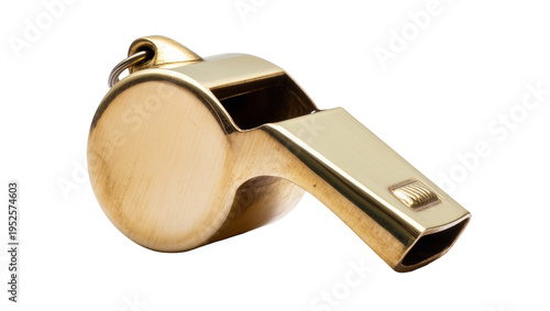 Принти на полотні Isolated golden metal classic referee whistle for sports events and coaching act