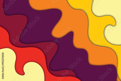 Vibrant abstract art with swirling shapes in shades of orange yellow and purple