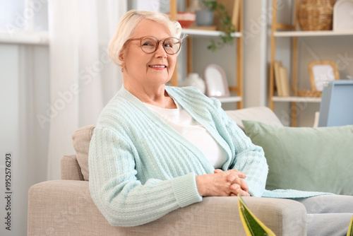 Senior woman in eyeglasses ...