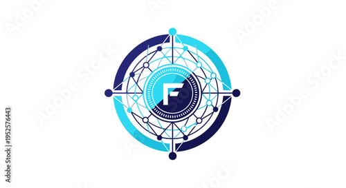 Abstract Network Connection with Central Lettering