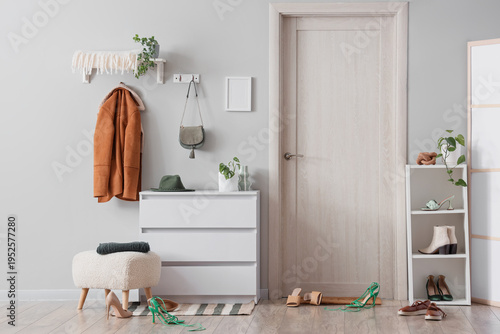 Interior of messy hallway w...
