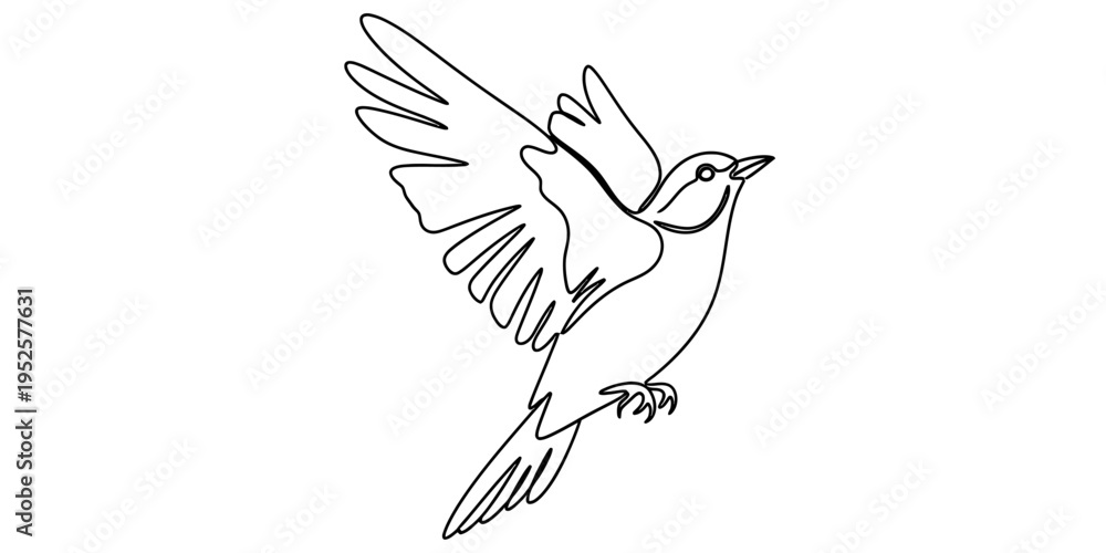 Fototapeta premium Minimalist Continuous One Line Drawing of Flying Bird Sparrow Illustration