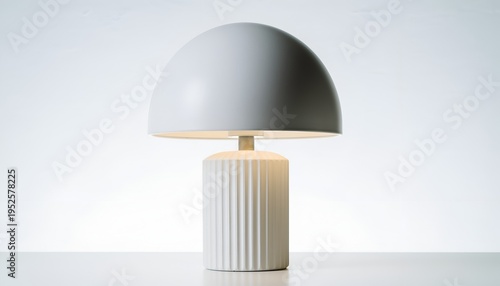 Modern white mushroom table lamp with ribbed base for home decor lighting