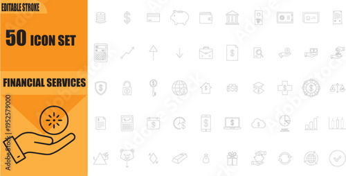 Business financial services icon set.