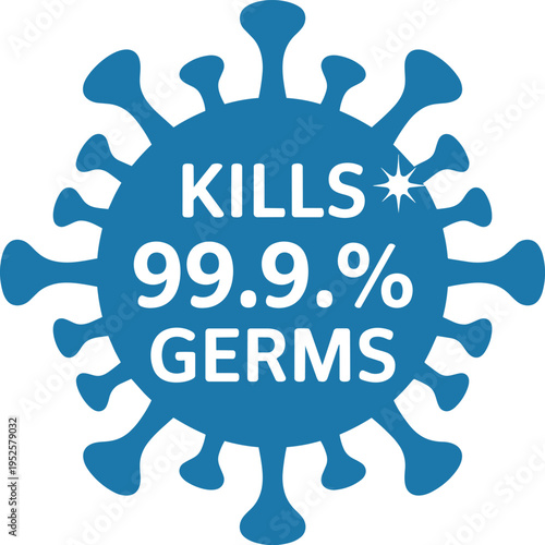 Kills 99.9 Percent Germs Badge Antibacterial Disinfection Protection Icon