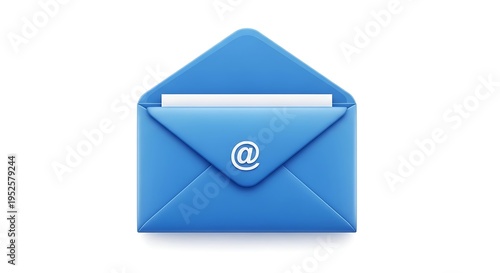 Blue envelope with email symbol and letter