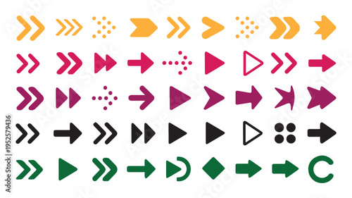 Collection of Directional Arrows in Various Styles and Colors