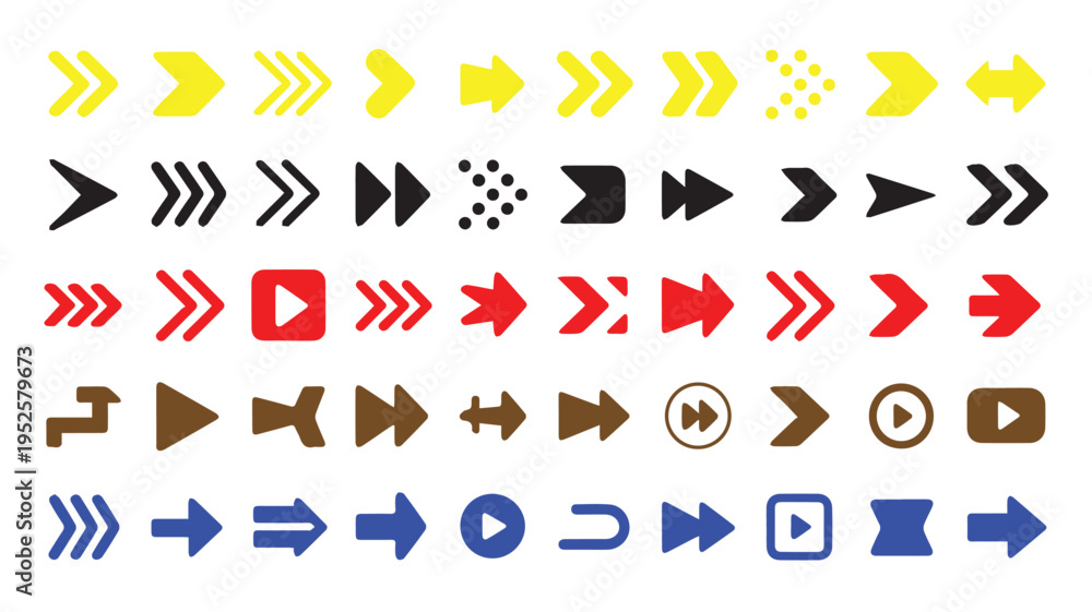 Fototapeta premium Collection of assorted arrows in various shapes and colors