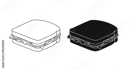 A simple illustration depicts two sandwiches one white and one black showcasing a contrasting design style high quality professional