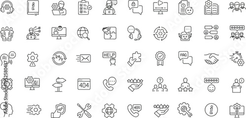 Technical support icons: helpdesk, troubleshooting, solutions, service icons