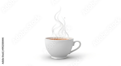Steaming hot cup of coffee or tea