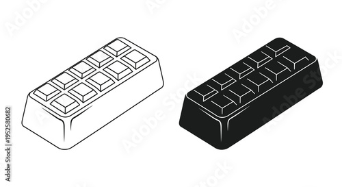 A minimalist depiction showcases two chocolate bars one light and one dark presented in a schematic style high quality
