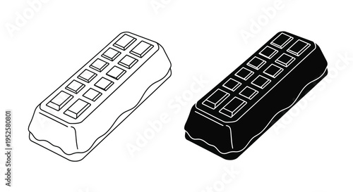 A graphic illustration depicts two chocolate bars one light and one dark with segmented rectangular sections high quality professional