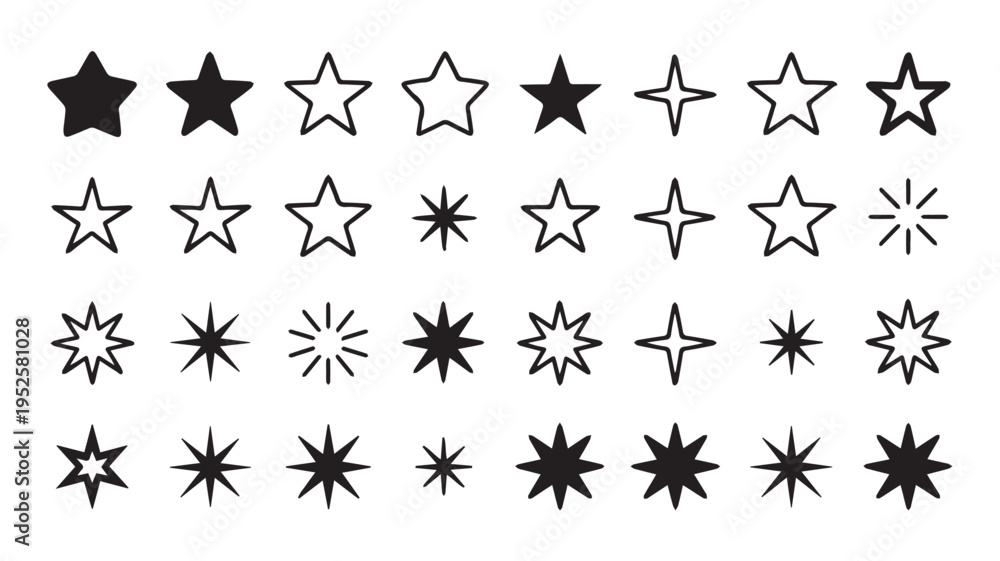 Fototapeta premium Collection of Various Star Icons and Symbols