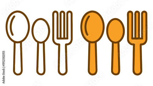 Cutlery Essentials: A clean, stylized, and vibrant presentation of essential dining utensils, a classic spoon and fork set up on display.