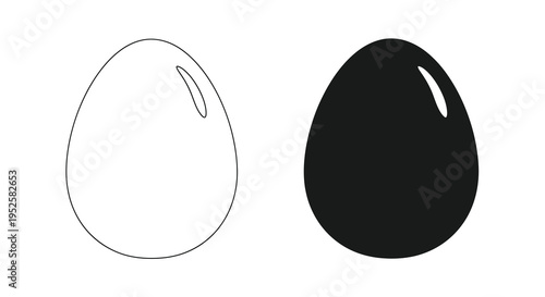 A stark visual contrast is presented through two egg shapes one white and one black side by side