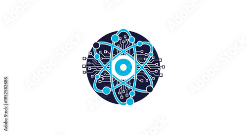 Abstract Technology Atom Circuit Board Design