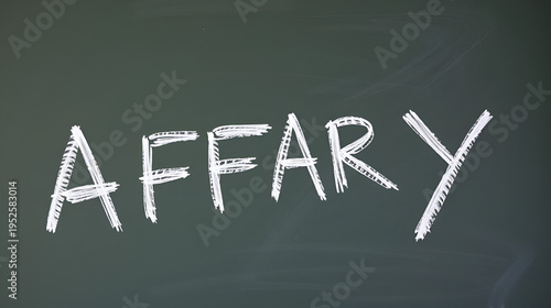 College chalk desk with the word affray written on in