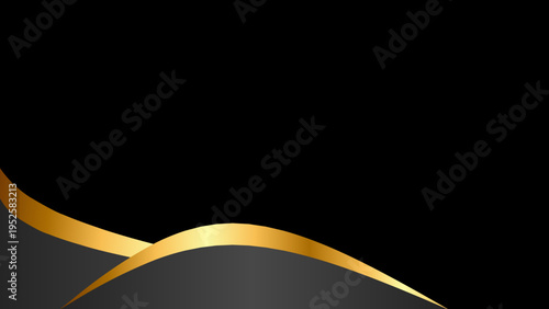Abstract Black and Gold Curved Design with Subtle Gradients and Copy Space