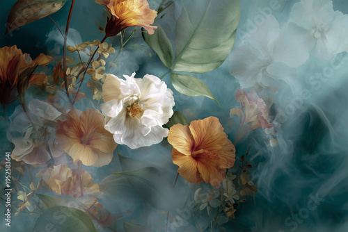 Aesthetic Minimalism Nature-Based Wallpaper with Abstract Floral Elements