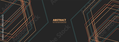 Geometric neon line abstract background, sparse copper wireframe polygons forming angular circuit like pattern, moody dark palette with subtle glow, strong perspective and depth, sleek modern