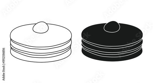 A minimalistic depiction showcases two pancake stacks one light and one dark representing contrasting visual elements high quality professional