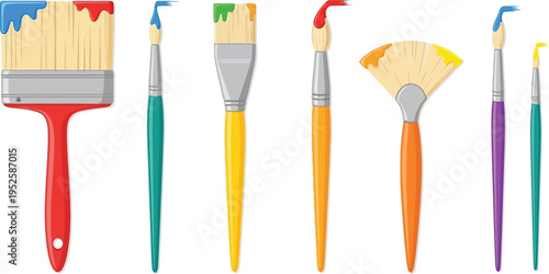 Paint brush collection isolated vector