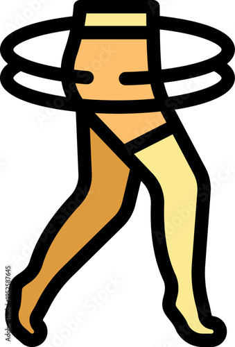 Woman doing physical exercises with hula hoops for weight loss and good health