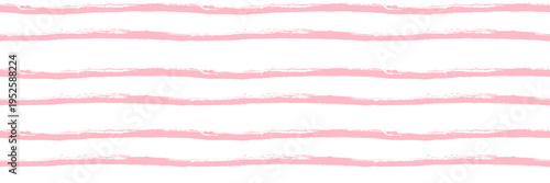 Stripe pink baby line seamless pattern. White background with watercolor brush stroke for a girly spring romantic pastel theme. Wavy horizontal abstract streak art backdrop. Vector repeat lines.