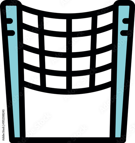 Volleyball net hanging between two poles, ready for beach volleyball match