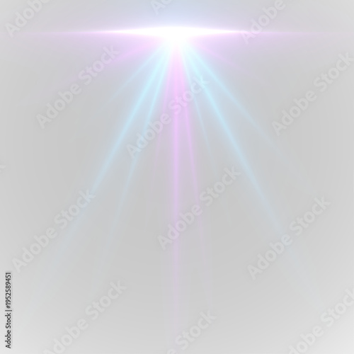 Quadro su tela Abstract PNG with bright purple rays, neon flare effects, and sparkling light particles