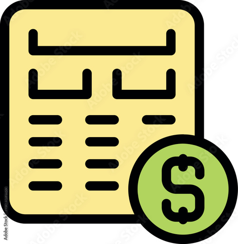 Simple invoice icon representing billing, payments, and financial transactions in us currency