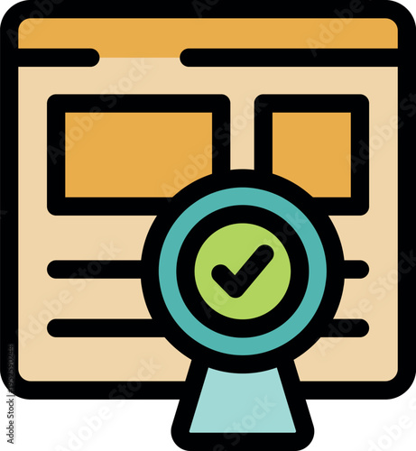 Web page validation concept featuring a check mark icon, symbolizing approval and successful verification