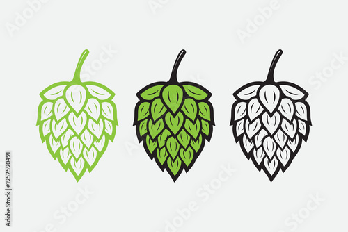 Hop cones in different shades of green and black