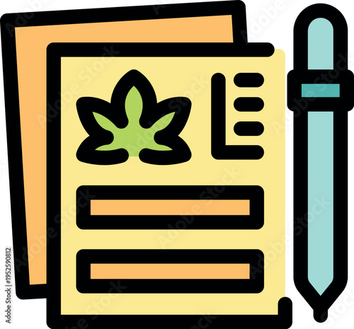 Medical cannabis prescription being filled out by a doctor with a pen, for alternative medicine treatment