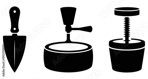 Gardening Tools Trowel and Seed Planter Icons Isolated on White Background