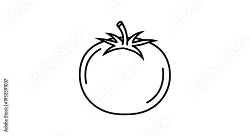 Minimalist tomato vector illustration, flat design, clean lines, no shadows, white background