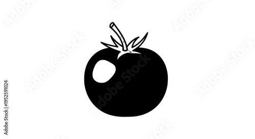 Minimalist tomato vector illustration, flat design, clean lines, no shadows, white background