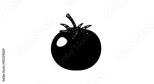 Minimalist tomato vector illustration, flat design, clean lines, no shadows, white background