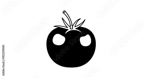 Minimalist tomato vector illustration, flat design, clean lines, no shadows, white background